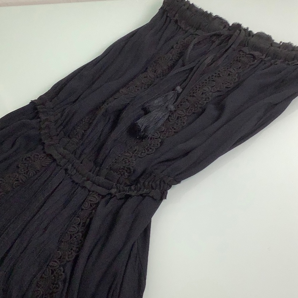 Anthropologie lace front strapless midi dress cotton like size Small EUC - Picture 13 of 14